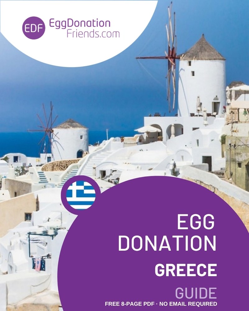 Cover of the free 8-page EggDonationFriends guide: IVF with donor eggs in Greece